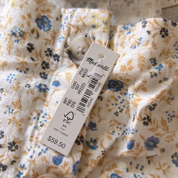 MADEWELL • Linen-Blend Ruffle-Strap Button-Up Tank Top in Folkmagic Floral - Picture 6 of 6